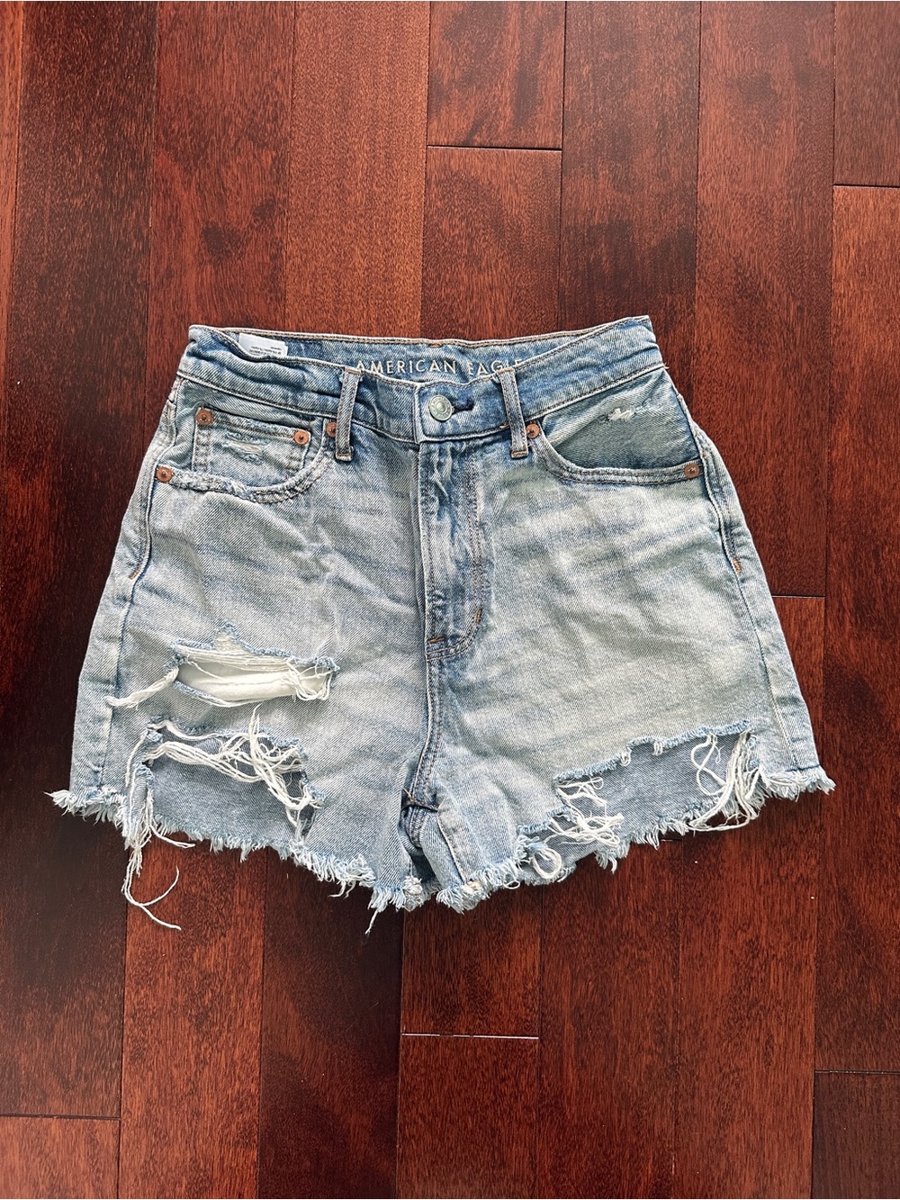 American Eagle Outfitters Light Wash Distressed Denim Shorts